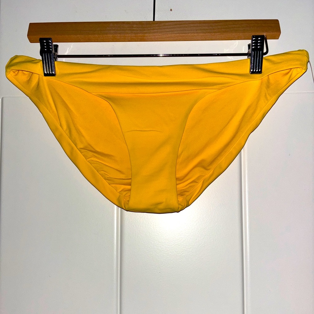 Robin Piccone Perla L Textured Bikini Swim Bottom Dandelion Yellow‎ Summer Beach